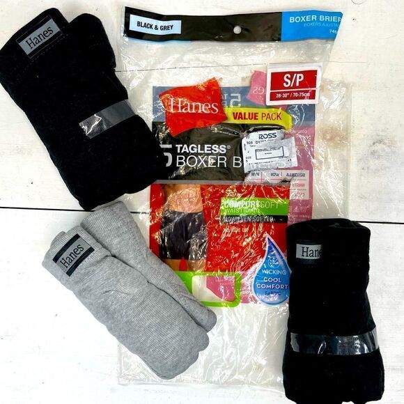 HANES 3 pack Boxer Briefs Small no ride up cool comfort . - Picture 1 of 3